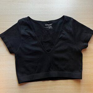 Black V-shape Crop Top